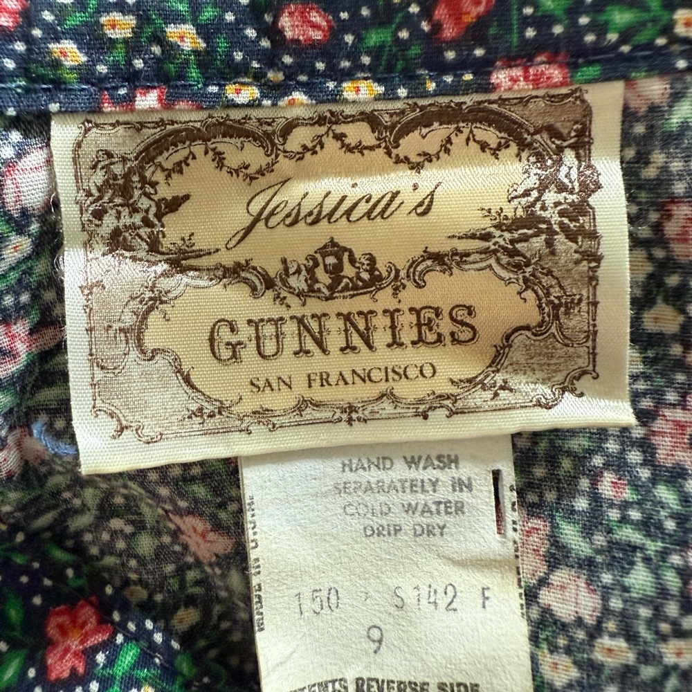 VTG GUNNE SAX Jessica’s Gunnies Floral/plaid Patch Skirt Lace Trim.size 9 - Picture 4 of 12